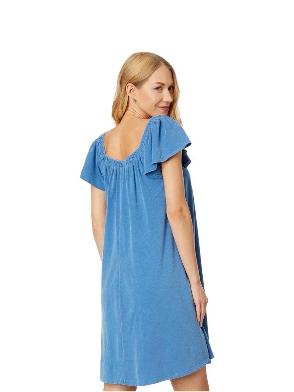 Blue Ruffle Sleeve Dress - Picture 2 of 5